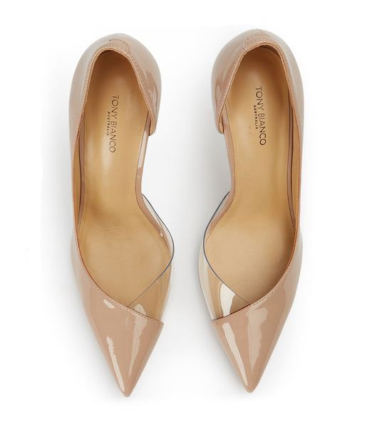 Beige Tony Bianco Adore Coco Patent/Clear Vinylite 10.5cm Court Shoes | EUSVG53178