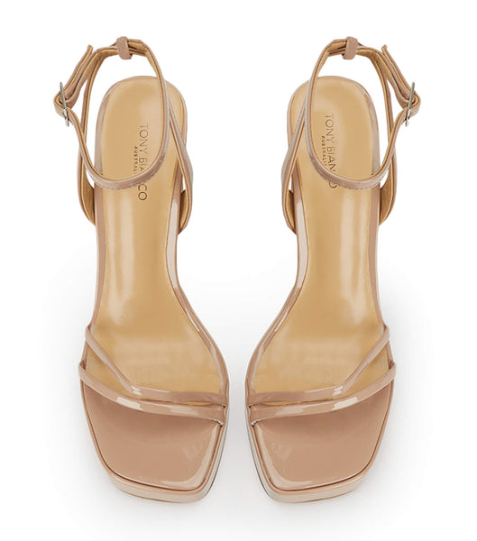 Beige Tony Bianco Dandy Coco Patent 11.5cm Strappy Heels | GUSUC36179