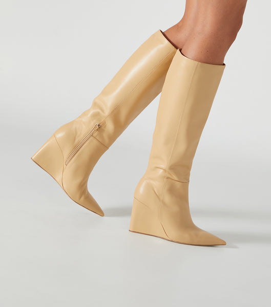 Beige Tony Bianco Drake Butter Nappa 9.5cm Mid Calf Boots | USDYB50720