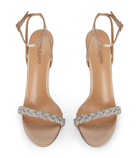 Beige Tony Bianco Kosta Nude Satin 11cm Event Heels | XUSGW87888