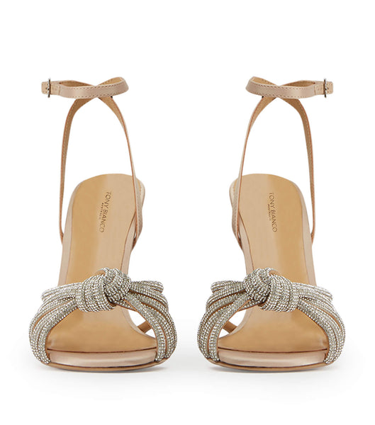 Beige Tony Bianco Kyla Nude Satin 11cm Strappy Heels | YUSVQ83793