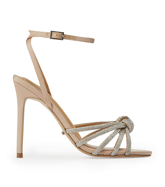 Beige Tony Bianco Kyla Nude Satin 11cm Strappy Heels | YUSVQ83793