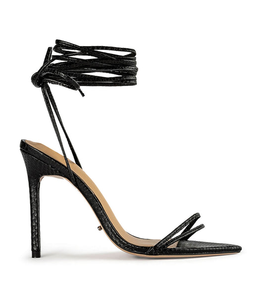 Black / Snake Tony Bianco Millie Black Snake 10.5cm Strappy Heels | USIIZ66431