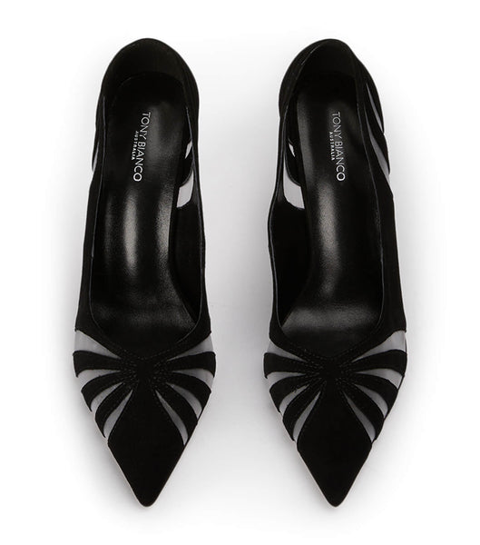 Black Tony Bianco Arrow Black Suede 10.5cm Event Heels | SUSVO49746