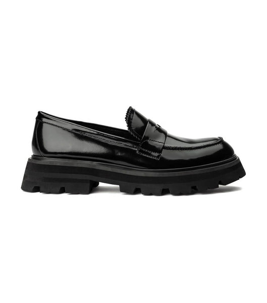 Black Tony Bianco Axell Black Hi Shine 4.5cm Loafers | MUSHR85785