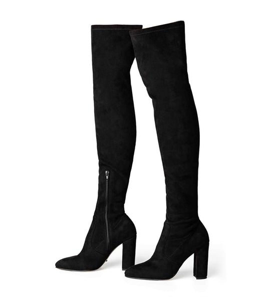 Black Tony Bianco Bloom Black Stretch Suede 9.5cm Heeled Boots | USEGJ33968