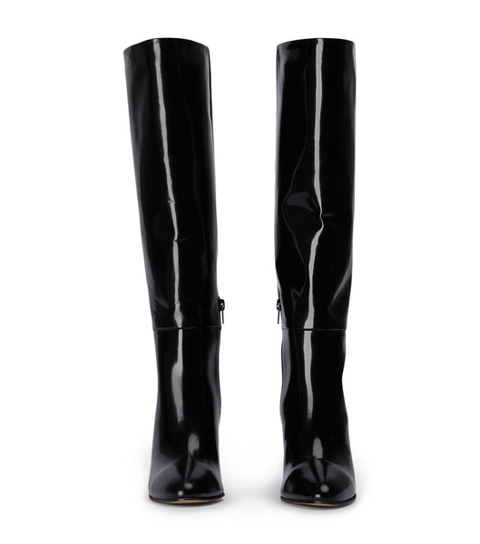 Black Tony Bianco Boss Black Hi Shine 9.5cm Knee High Boots | LUSTR88831