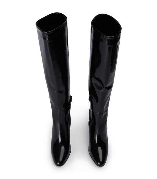 Black Tony Bianco Boss Black Hi Shine 9.5cm Mid Calf Boots | QUSUV64195