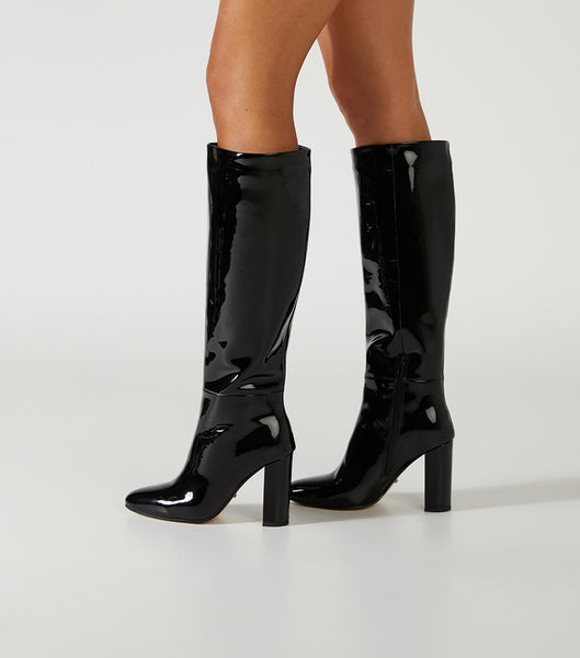 Black Tony Bianco Boss Black Patent 9.5cm Knee High Boots | USDFL23009