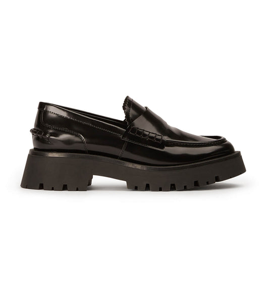 Black Tony Bianco Brooklyn Black Hi Shine 4.5cm Loafers | USJKU33339