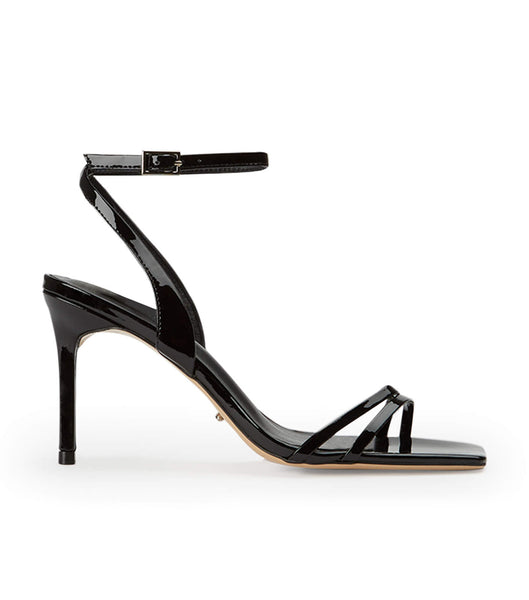 Black Tony Bianco Camelia Black Patent 8.5cm Strappy Heels | USDYB74076