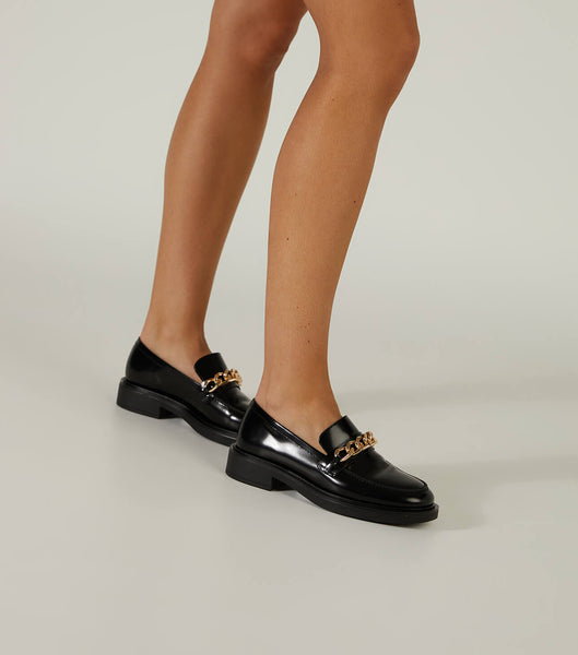 Black Tony Bianco Candice Black Hi Shine 4.5cm Loafers | GUSUC68574