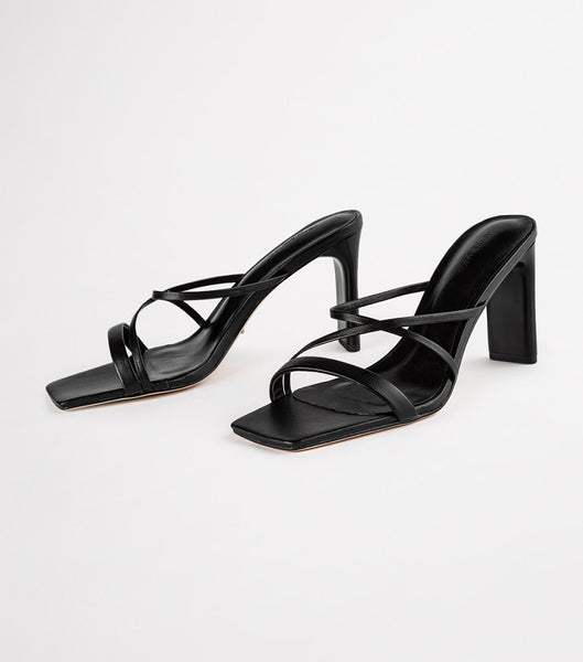 Black Tony Bianco Classic Black Nappa 8.5cm Strappy Heels | TUSPQ53737