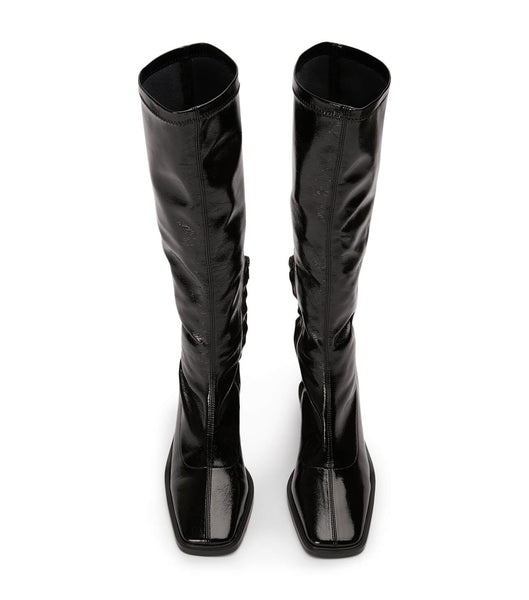 Black Tony Bianco Damon Black Crinkle Patent 7.5cm Mid Calf Boots | USZDE71855