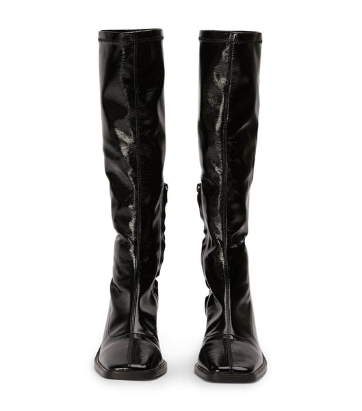 Black Tony Bianco Damon Black Crinkle Patent 7.5cm Mid Calf Boots | USZDE71855