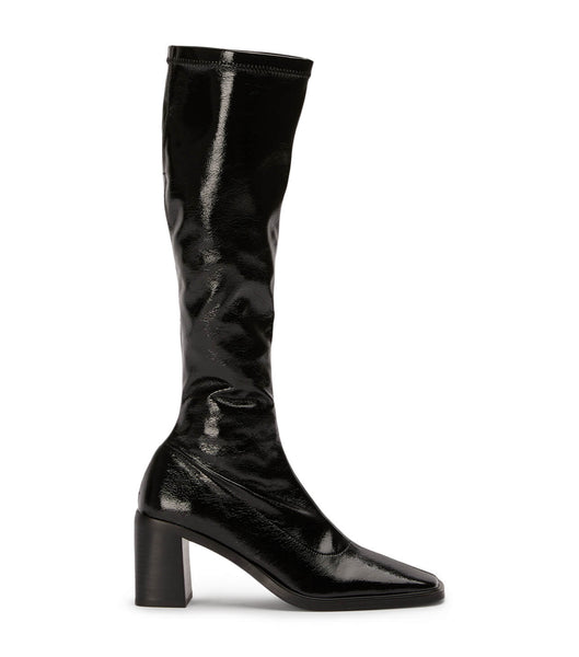 Black Tony Bianco Damon Black Crinkle Patent 7.5cm Mid Calf Boots | USZDE71855