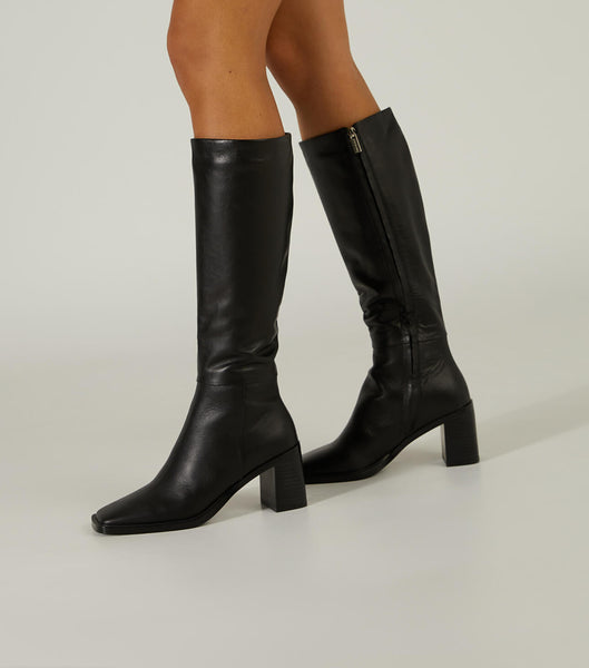 Black Tony Bianco Darby Black Venice 7.5cm Knee High Boots | TUSPQ41202