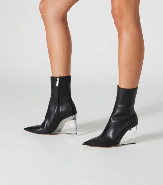 Black Tony Bianco Dasha Black Como/Clear 9.5cm Ankle Boots | ZUSMJ92468