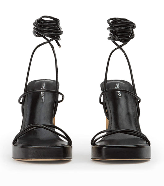 Black Tony Bianco Deon Black Nappa 11.5cm Strappy Heels | BUSSO57151