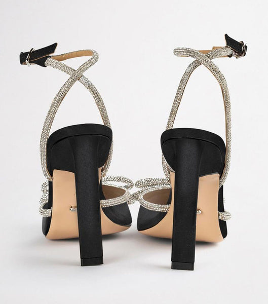 Black Tony Bianco Elsie Black Satin 10.5cm Bridal Heels | AUSDF70405