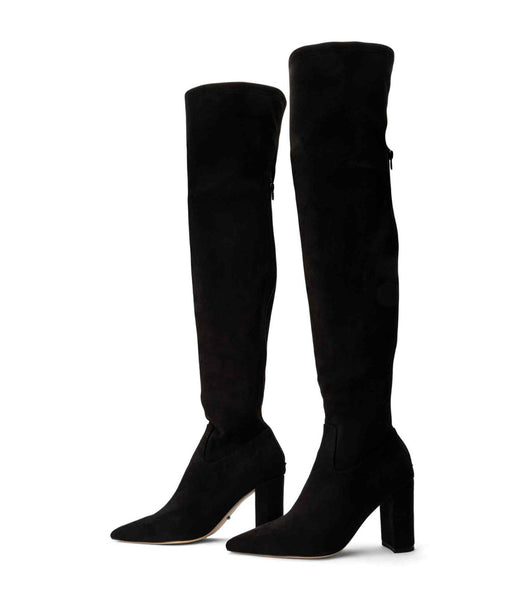 Black Tony Bianco Estella Black Stretch Suede 8.5cm Heeled Boots | FUSHY93629