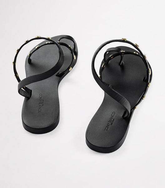 Black Tony Bianco Finola Black 1cm Flat Sandals | SUSVO15422