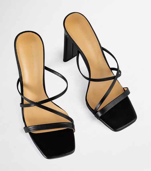 Black Tony Bianco Fior Black Kid 11cm Strappy Heels | USXBR18265