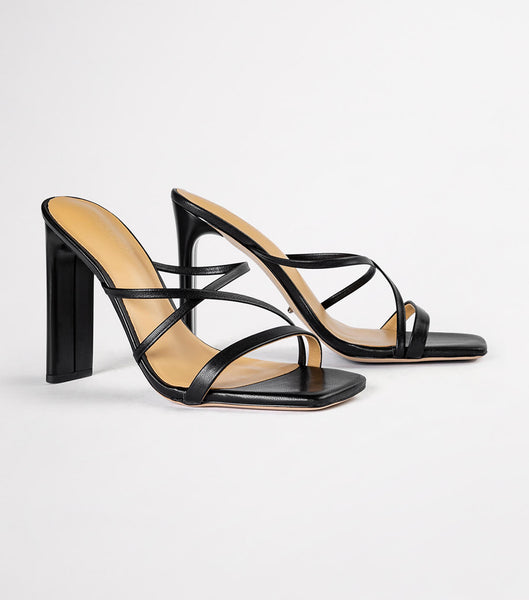 Black Tony Bianco Fior Black Kid 11cm Strappy Heels | USXBR18265