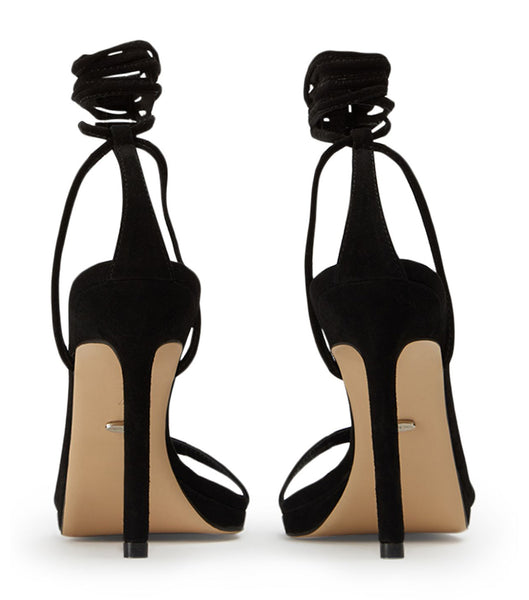 Black Tony Bianco Fleur Black Suede 11cm Strappy Heels | USQCS15094