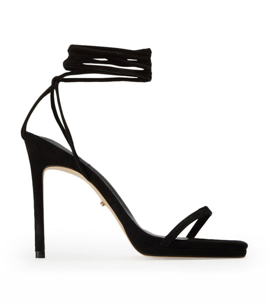 Black Tony Bianco Fleur Black Suede 11cm Strappy Heels | USQCS15094