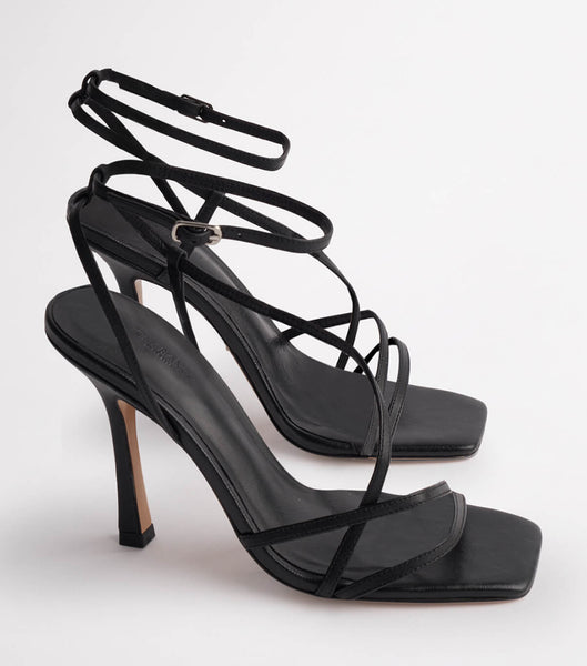 Black Tony Bianco Franci Black Kid 10.5cm Strappy Heels | TUSWZ10653