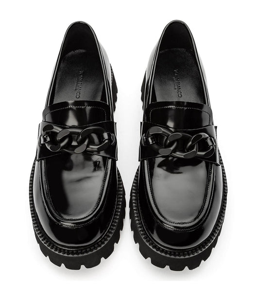 Black Tony Bianco Georgi Black Hi Shine 4cm Loafers | USJVR31218