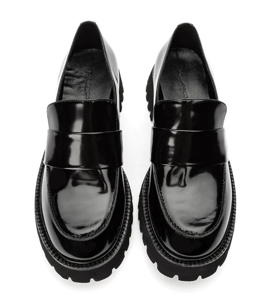 Black Tony Bianco Gisele Black Hi Shine 4cm Loafers | PUSER95728