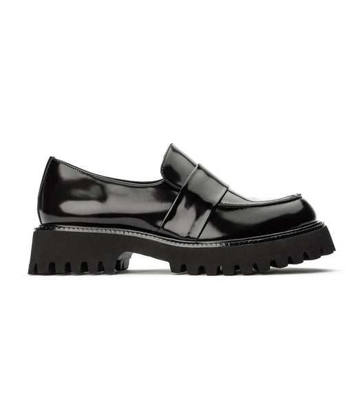 Black Tony Bianco Gisele Black Hi Shine 4cm Loafers | PUSER95728