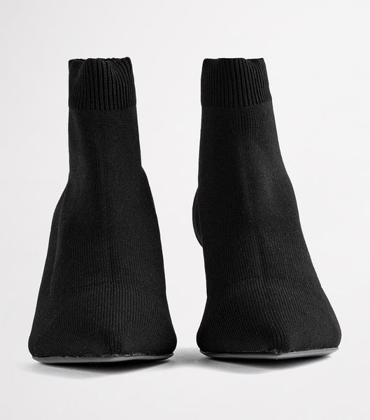 Black Tony Bianco Gwen Black Sock Knit 6.5cm Ankle Boots | PUSQX41465