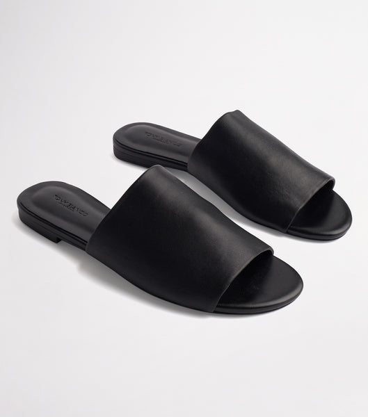 Black Tony Bianco Havier Black Sheep Nappa 1cm Slides | FUSHY54265