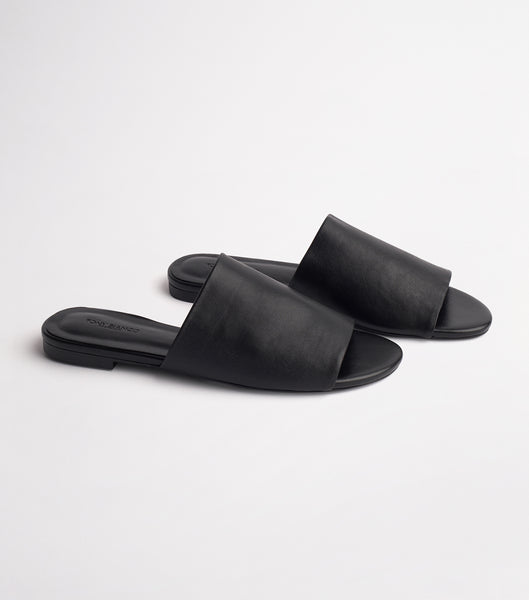 Black Tony Bianco Havier Black Sheep Nappa 1cm Slides | FUSHY54265