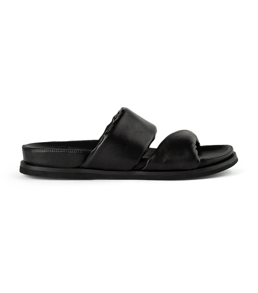 Black Tony Bianco Henry Black Nappa 3.5cm Flat Sandals | QUSUV71934