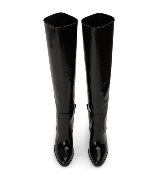 Black Tony Bianco Hot Black Hi Shine 10.5cm Mid Calf Boots | USJVR66157