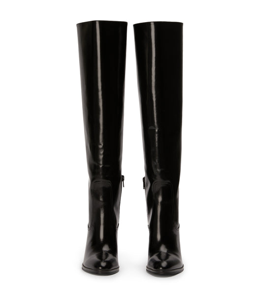 Black Tony Bianco Hot Black Hi Shine 10.5cm Mid Calf Boots | USJVR66157