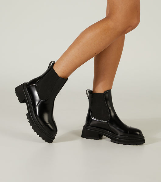 Black Tony Bianco Hurricane Black Hi Shine 5.5cm Ankle Boots | SUSVO29438