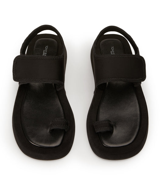 Black Tony Bianco Iso Black Neoprene 3.5cm Flat Sandals | USJBT50831