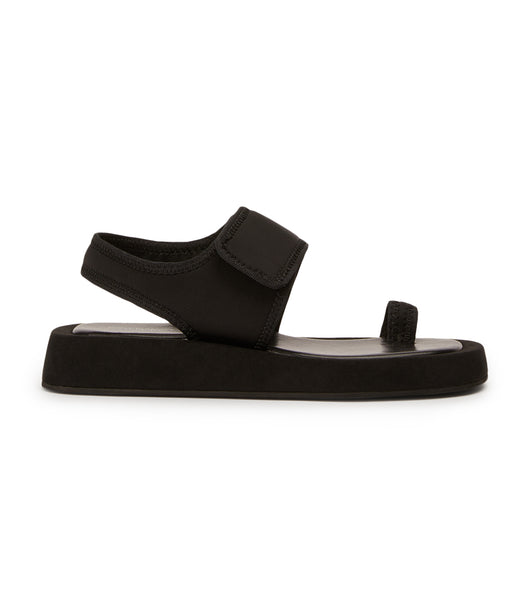 Black Tony Bianco Iso Black Neoprene 3.5cm Flat Sandals | USJBT50831