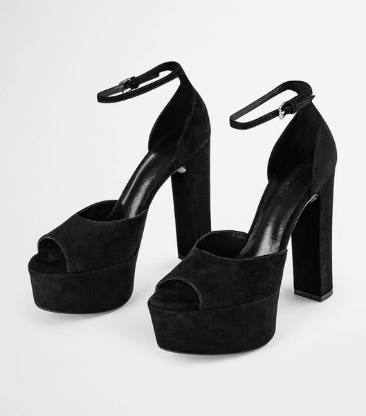 Black Tony Bianco Jayze Black Suede 14cm Platform Shoes | USJZR89244