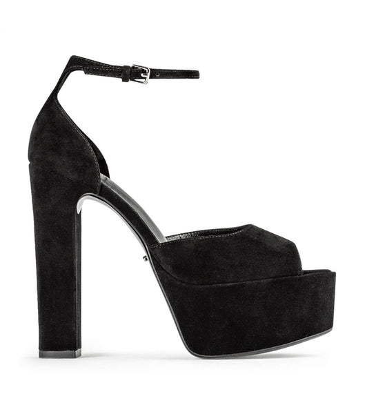 Black Tony Bianco Jayze Black Suede 14cm Block Heels | USZPD71510