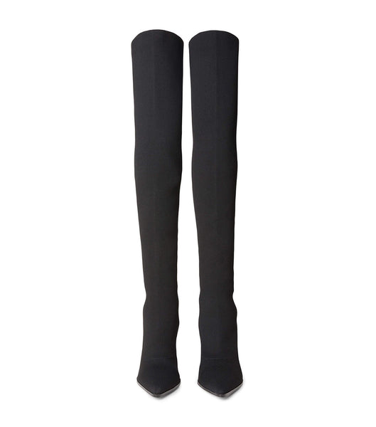 Black Tony Bianco Kori Black Sock Knit 9.5cm Stiletto Boots | USXBR59005