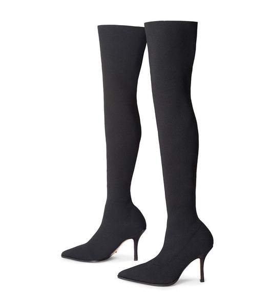 Black Tony Bianco Kori Black Sock Knit 9.5cm Stiletto Boots | USXBR59005