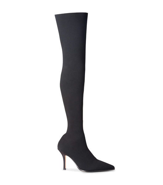 Black Tony Bianco Kori Black Sock Knit 9.5cm Stiletto Boots | USXBR59005