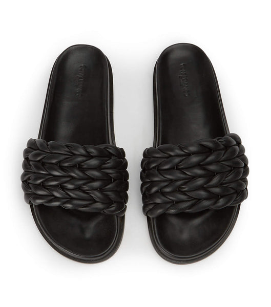 Black Tony Bianco Layton Black Nappa Slides | QUSUV77979