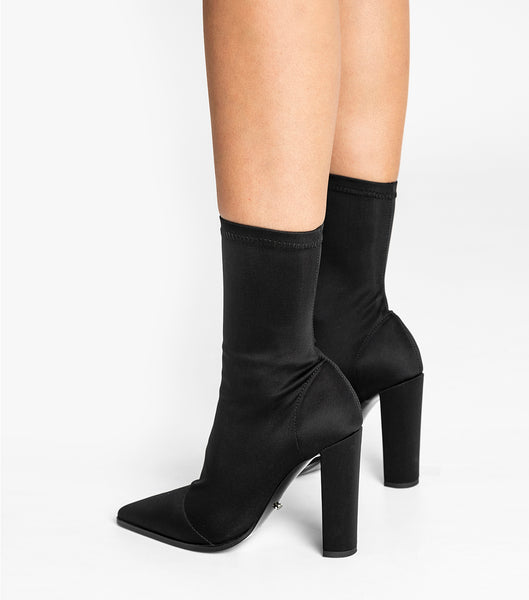 Black Tony Bianco Lila Black Lycra 10.3cm Heeled Boots | TUSPQ11918